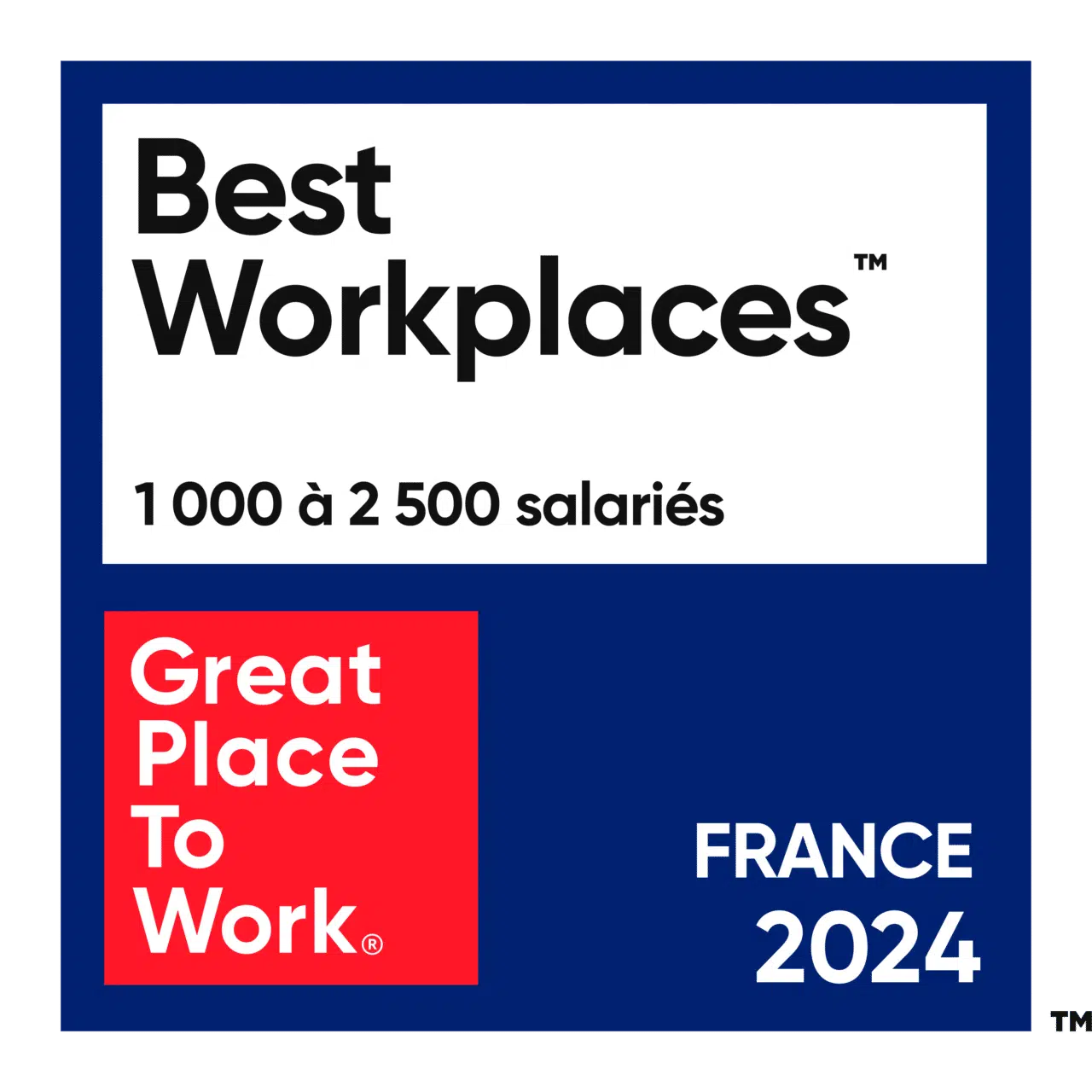 Best Workplaces 2024- 1000 à 2500 salariés - France 2024